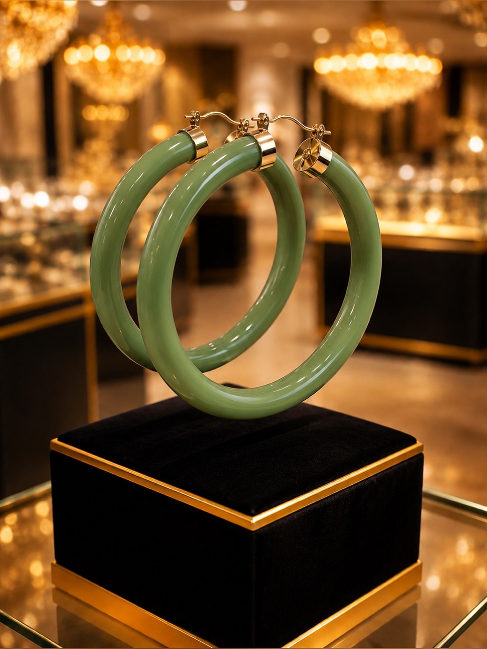 “Jade Envy” Resin Hoop Earrings